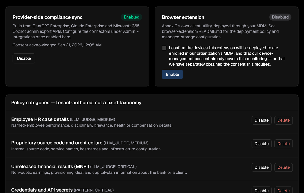 What people send to AI tools, checked against your own policy